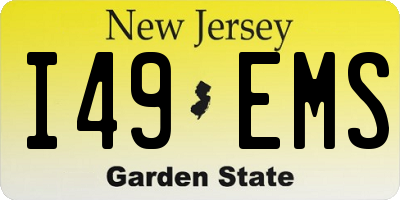 NJ license plate I49EMS