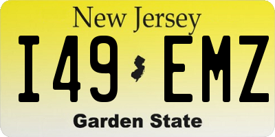 NJ license plate I49EMZ