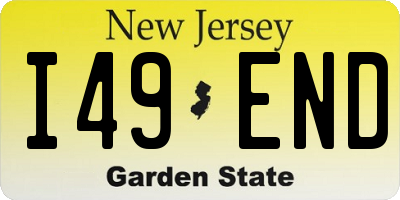 NJ license plate I49END