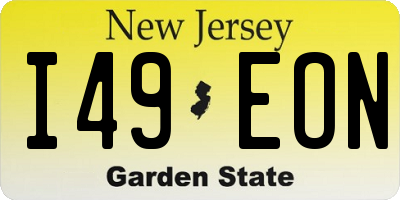 NJ license plate I49EON