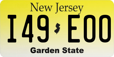 NJ license plate I49EOO