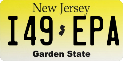 NJ license plate I49EPA