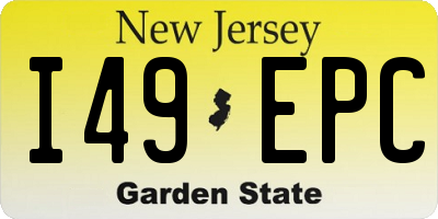 NJ license plate I49EPC