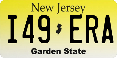NJ license plate I49ERA