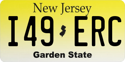 NJ license plate I49ERC