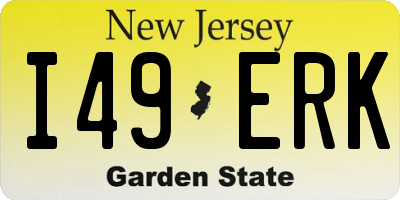 NJ license plate I49ERK