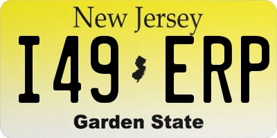 NJ license plate I49ERP