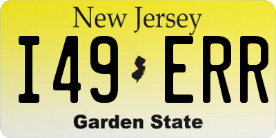 NJ license plate I49ERR