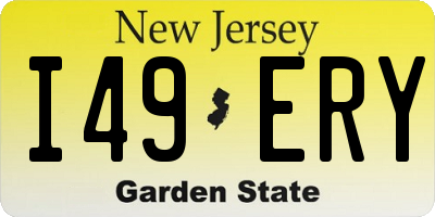 NJ license plate I49ERY