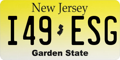 NJ license plate I49ESG