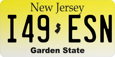 NJ license plate I49ESN