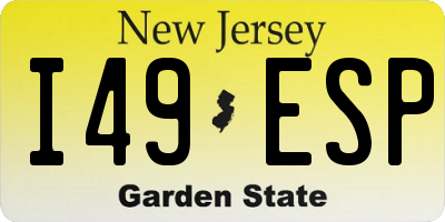 NJ license plate I49ESP