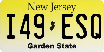 NJ license plate I49ESQ