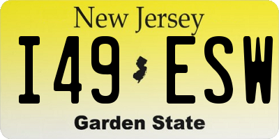 NJ license plate I49ESW