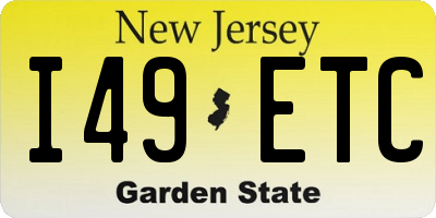 NJ license plate I49ETC