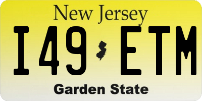 NJ license plate I49ETM
