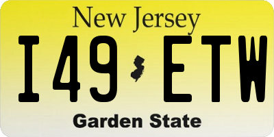 NJ license plate I49ETW