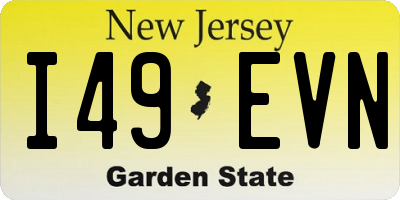 NJ license plate I49EVN
