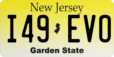 NJ license plate I49EVO