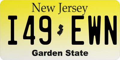 NJ license plate I49EWN