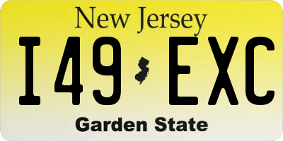NJ license plate I49EXC