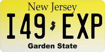NJ license plate I49EXP
