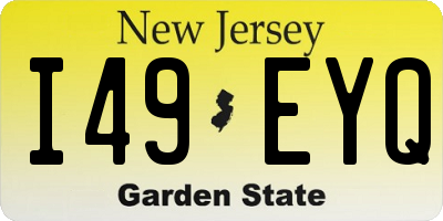 NJ license plate I49EYQ
