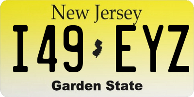 NJ license plate I49EYZ
