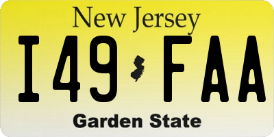 NJ license plate I49FAA