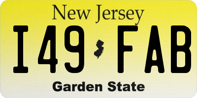 NJ license plate I49FAB