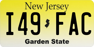 NJ license plate I49FAC