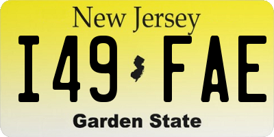 NJ license plate I49FAE