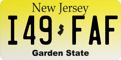 NJ license plate I49FAF