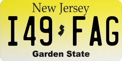 NJ license plate I49FAG
