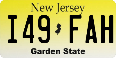 NJ license plate I49FAH