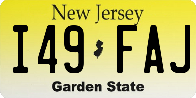 NJ license plate I49FAJ