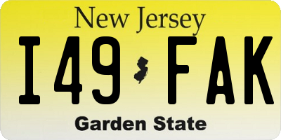 NJ license plate I49FAK