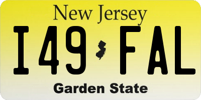 NJ license plate I49FAL