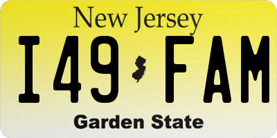 NJ license plate I49FAM
