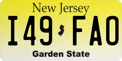 NJ license plate I49FAO