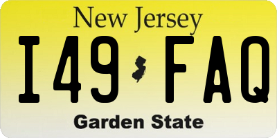 NJ license plate I49FAQ