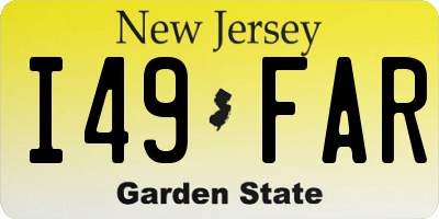 NJ license plate I49FAR