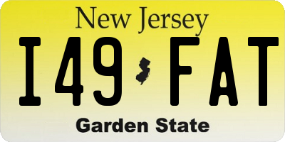 NJ license plate I49FAT