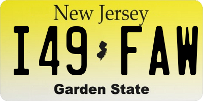 NJ license plate I49FAW