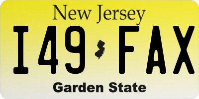 NJ license plate I49FAX