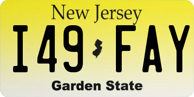 NJ license plate I49FAY