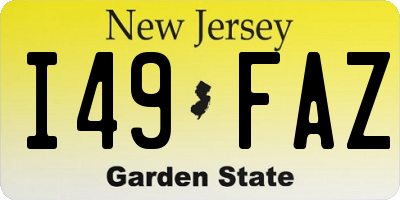 NJ license plate I49FAZ