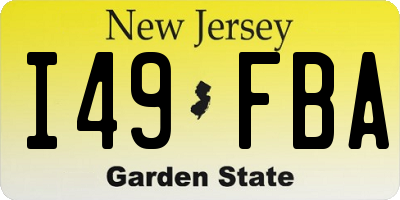 NJ license plate I49FBA