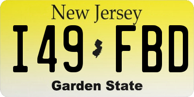 NJ license plate I49FBD