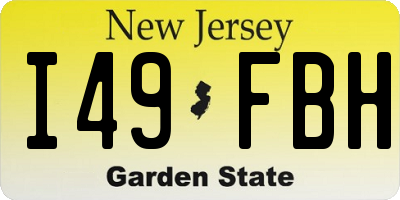 NJ license plate I49FBH